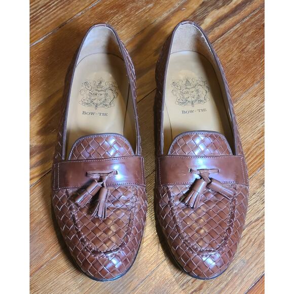 Rare Bow-Tie McFarlaine Italian Woven Tassle Brown Leather Loafers SZ 9 ORG $349 main image 7